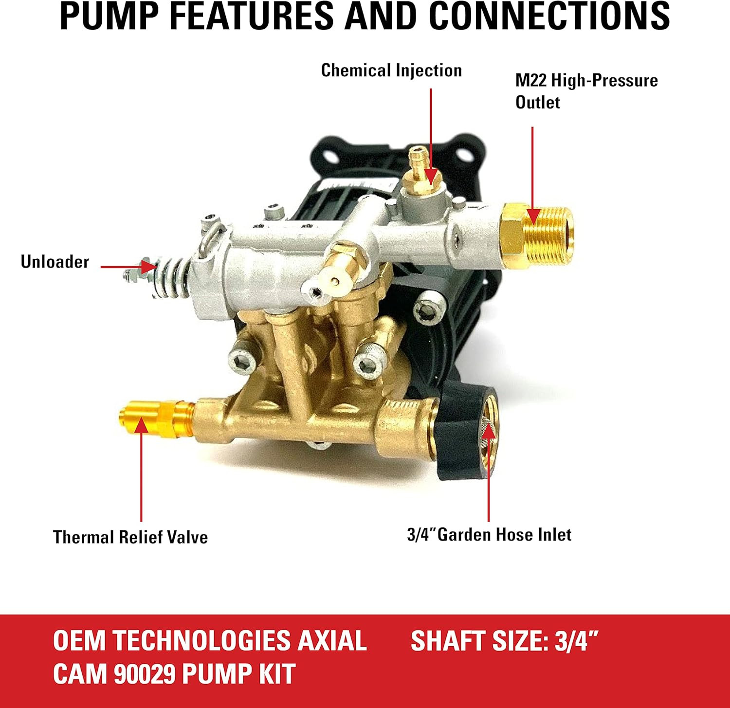 OEM Technologies 90029 Replacement Pressure Washer Pump Kit, 3400 PSI, 2.5 GPM,