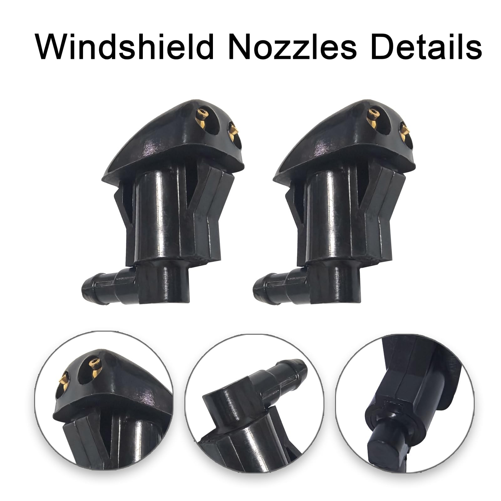 Front Windshield Washer Nozzles Kit for GMC & Hose Kit, Black