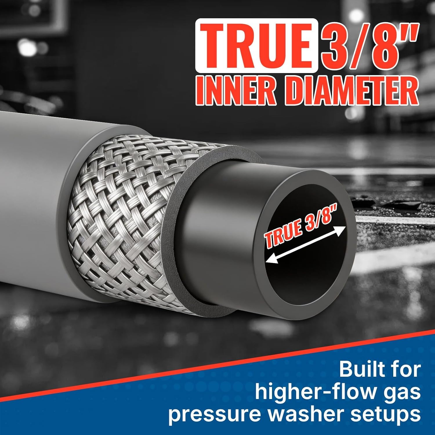 YAMATIC Pressure Washer Hose 100 FT, True 3/8″ID,4200 PSI, 250°F Hot Water, Stee