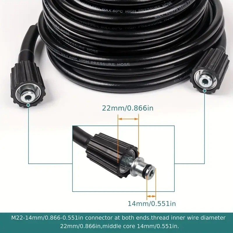 High Pressure Washer Hose 10/15M 5800PSI M22 Power Washer Extension Hose