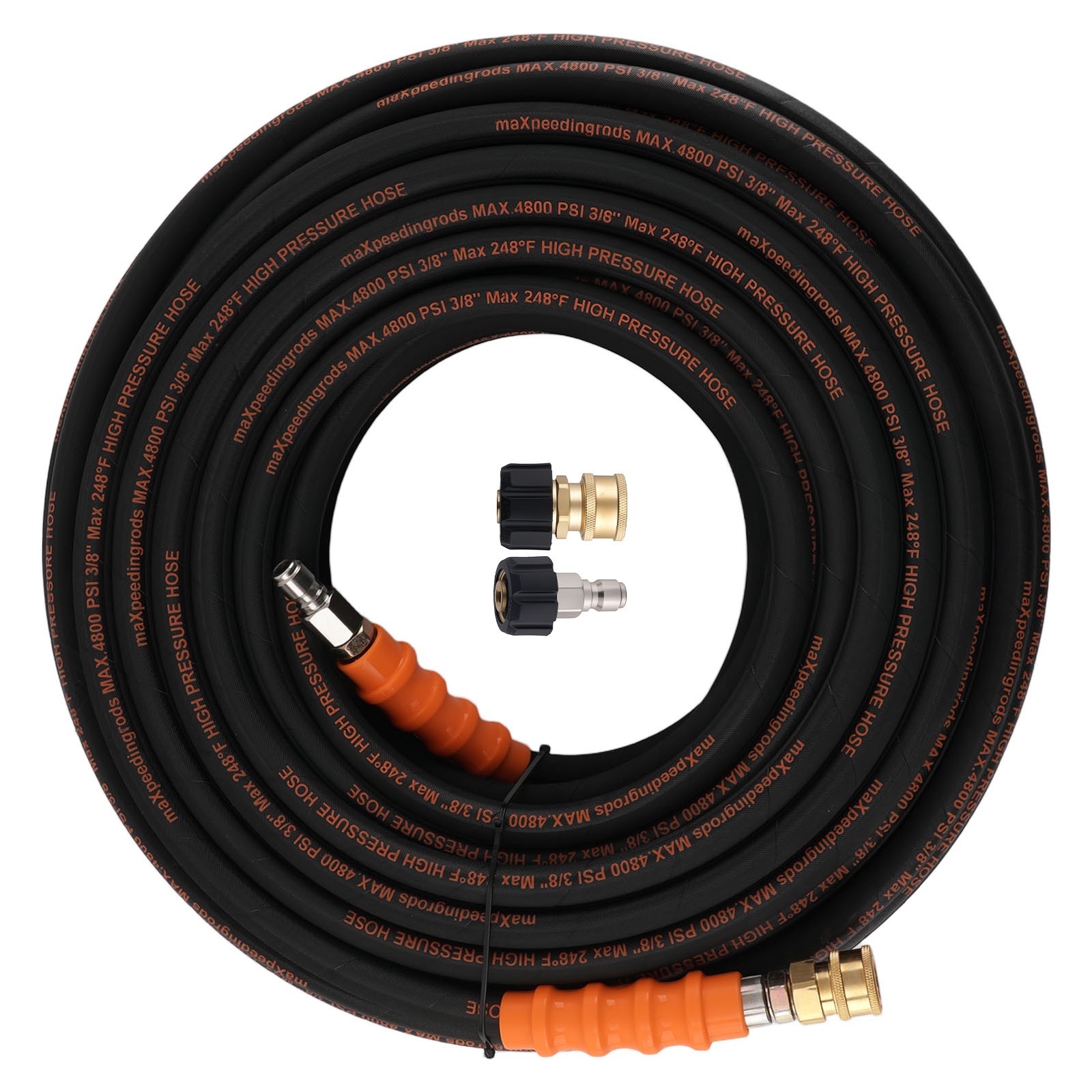 150FT Pressure Washer Hose 3/8″ 4800PSI Steel Wire Braid M22-14mm 3/8″ Adapter