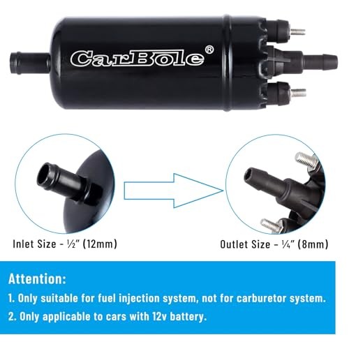 Black 12V Electric 116 PSI External In Line Fuel Pump – High Pressure Unversal