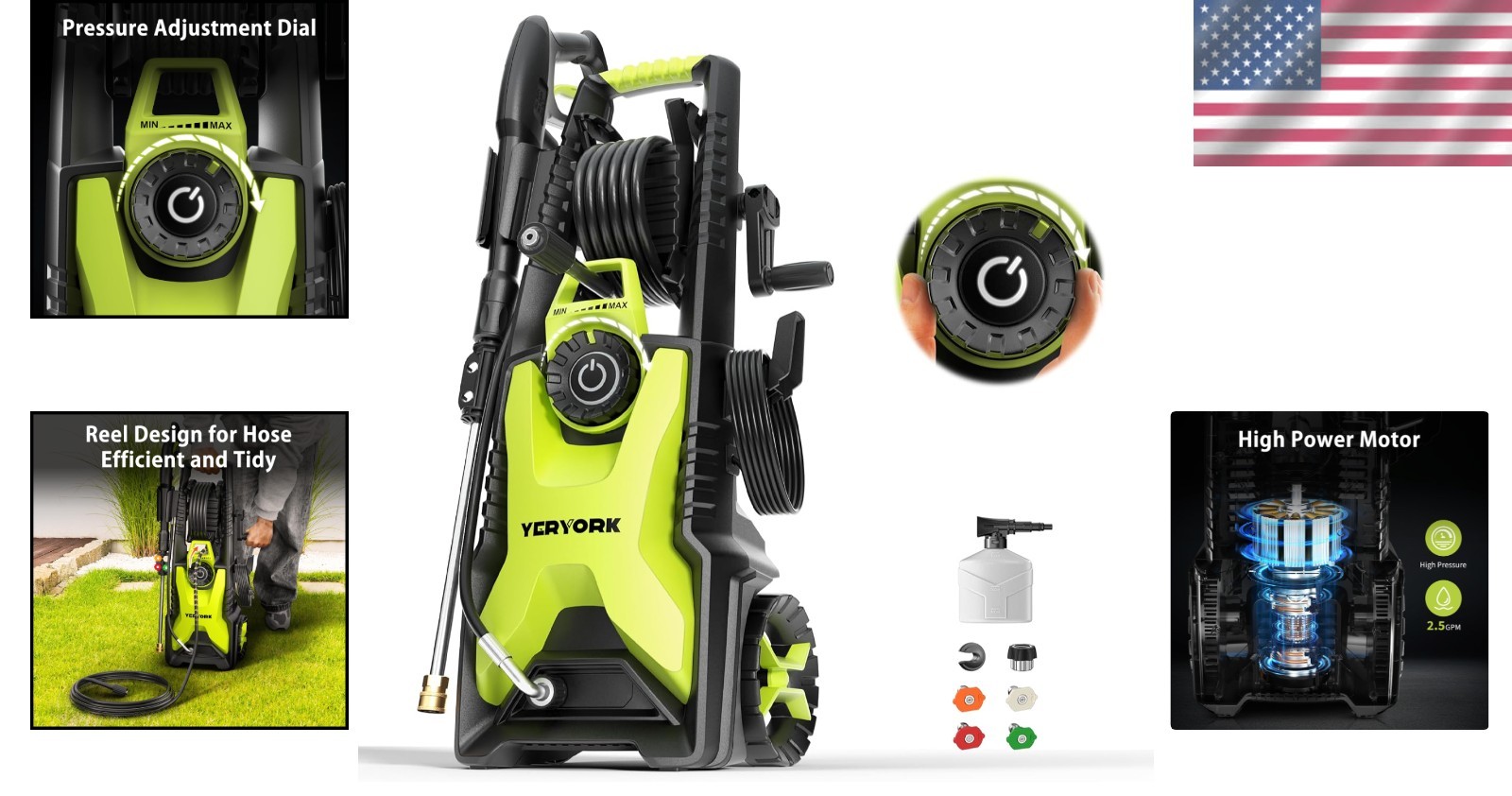 5000 PSI Pressure Washer with Hose Reel and Foam Cannon