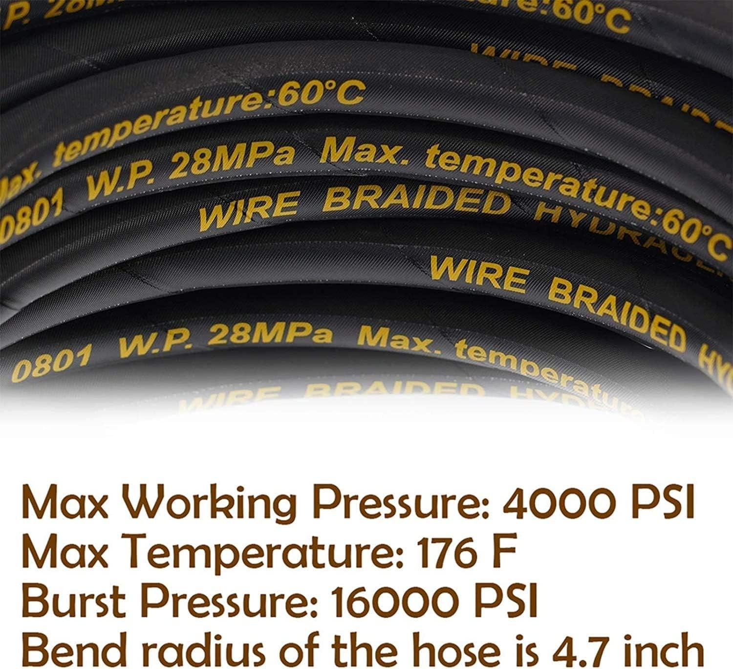 Versatile 25FT Pressure Washer Hose, 4000 PSI | Ideal for Home & Business Use