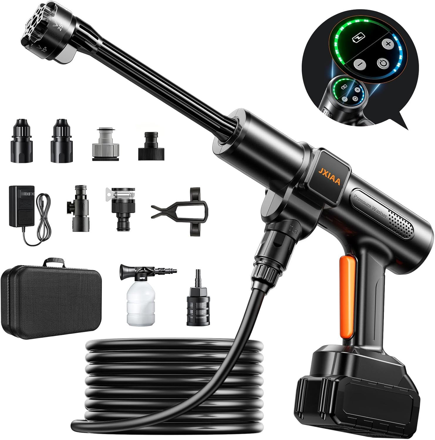 Portable Cordless Pressure Washer, 1880 PSI, 6-in-1 Nozzle & Foam Cannon