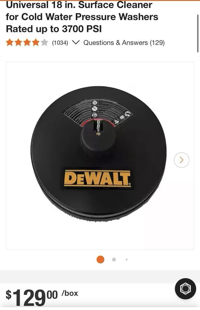 DEWALT 18″ 3700 PSI Surface Cleaner, Black Steel Deck DXPA37SC