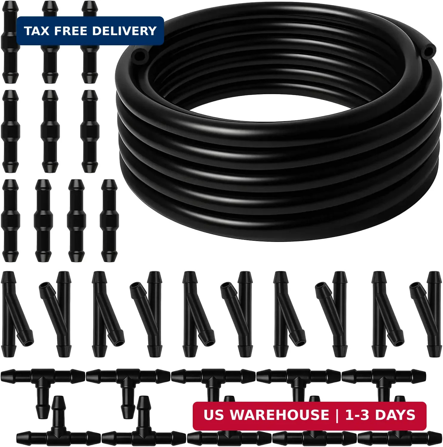 Windshield Washer Hose Kit, 4M Flexible Durable Rubber Washer Fluid Tubing & 30