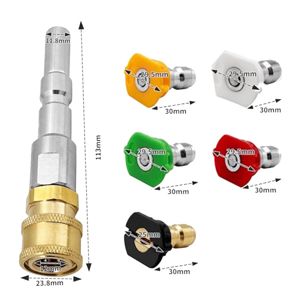 Pressure Washer Nozzle Set 0 15 25 40 60 Degree Tips For Clearing Pipe Blockages