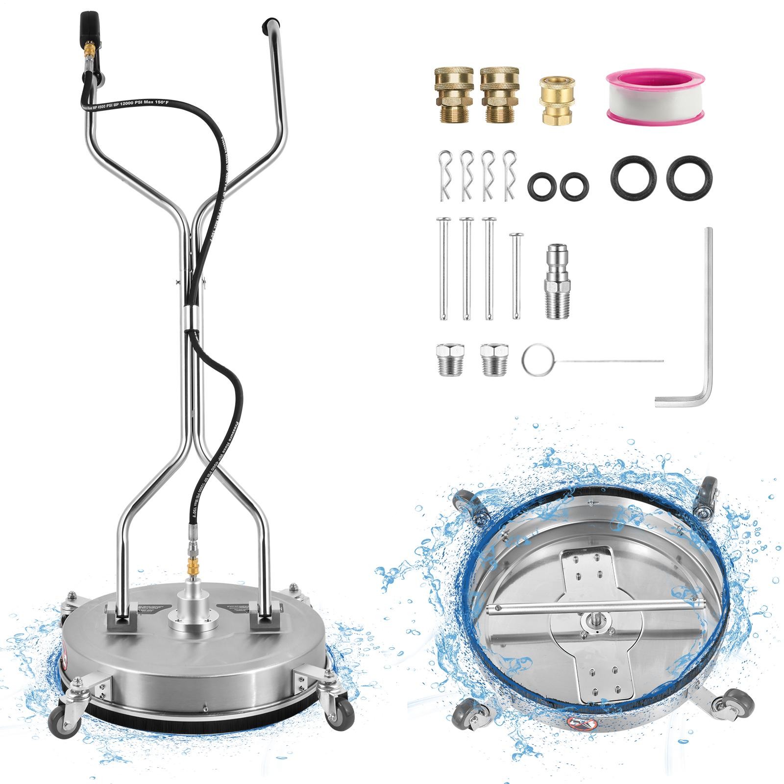 20″ Pressure Washer Surface Cleaner 4000PSI w/ Handles & Wheels Stainless Steel