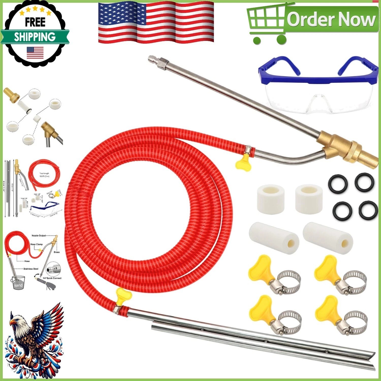 Complete Sandblasting System for Pressure Washers – 3m Hose and Nozzles Included