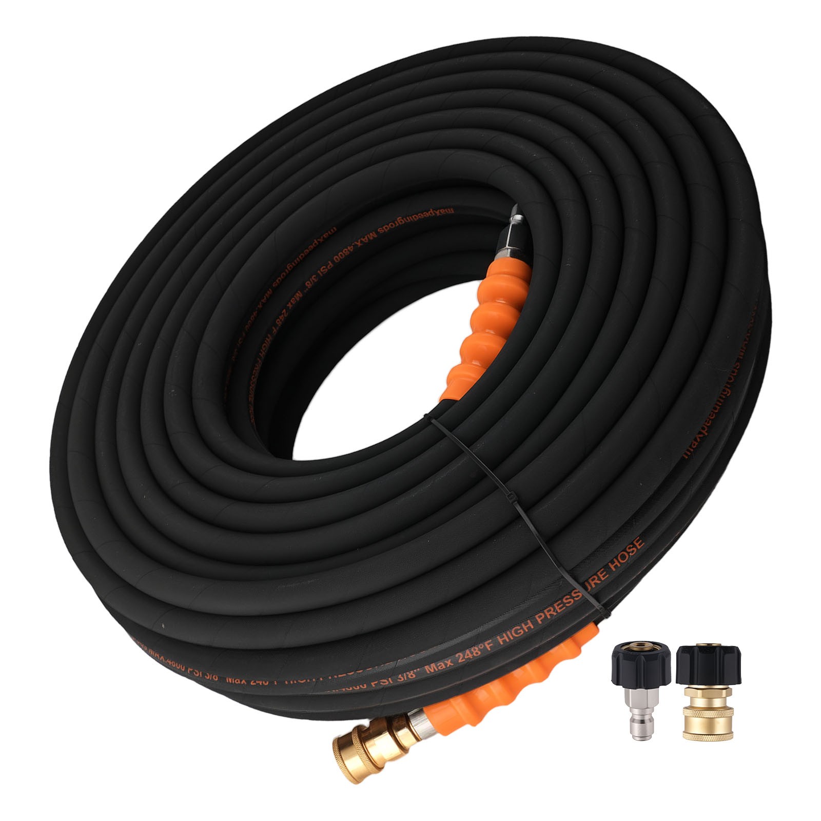 150FT Pressure Washer Hose 4800PSI Steel Wire Braid w/ 3/8″ M22-14mm Adapter