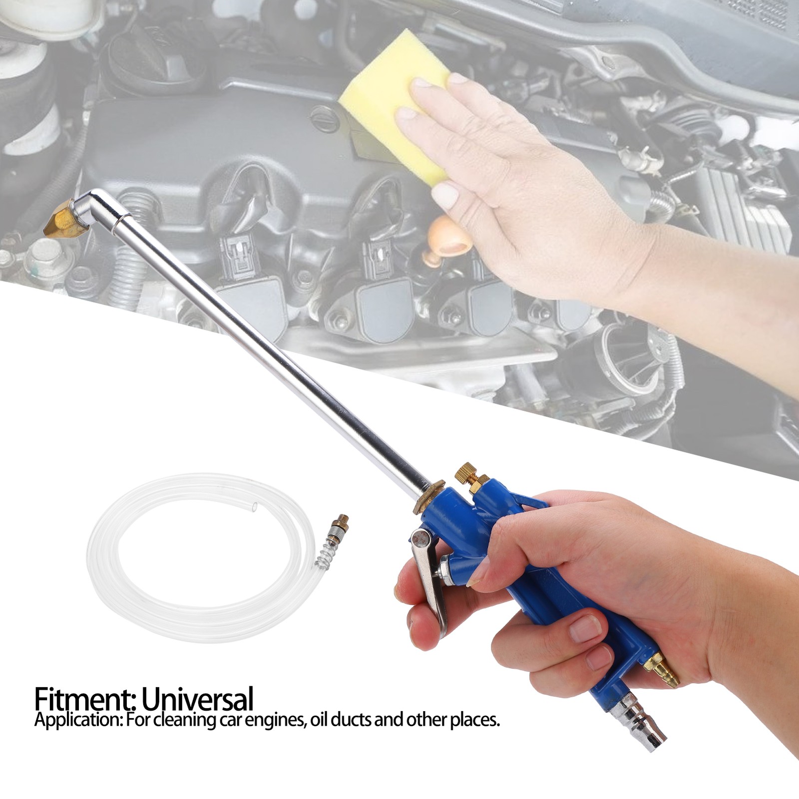 Car Washer Water Spray Gun Steel With 120cm/47in Long Hose Universal For Engine
