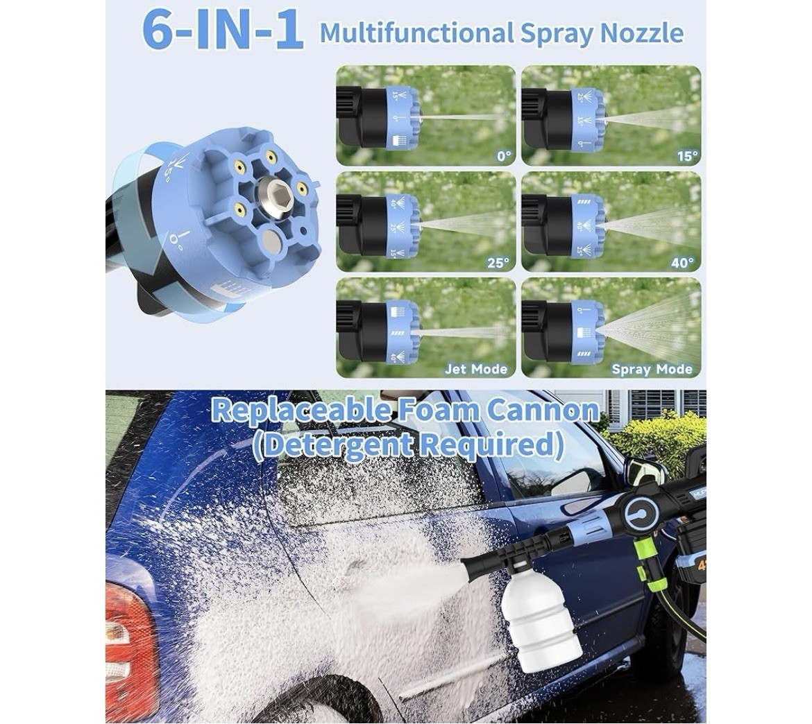 Brushless Cordless Pressure Washer 1200 PSI Portable Washing Machine with 2 Ah