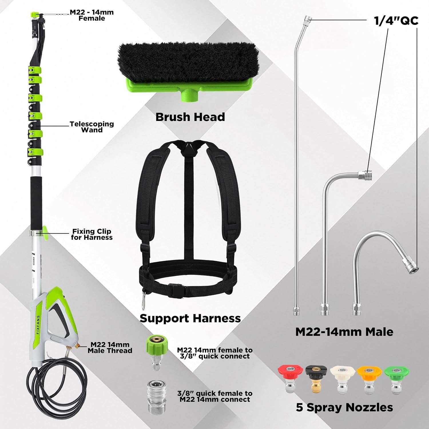 21 FT Telescoping Pressure Washer Wand with Brush, 4000 PSI | Telescopic Power..