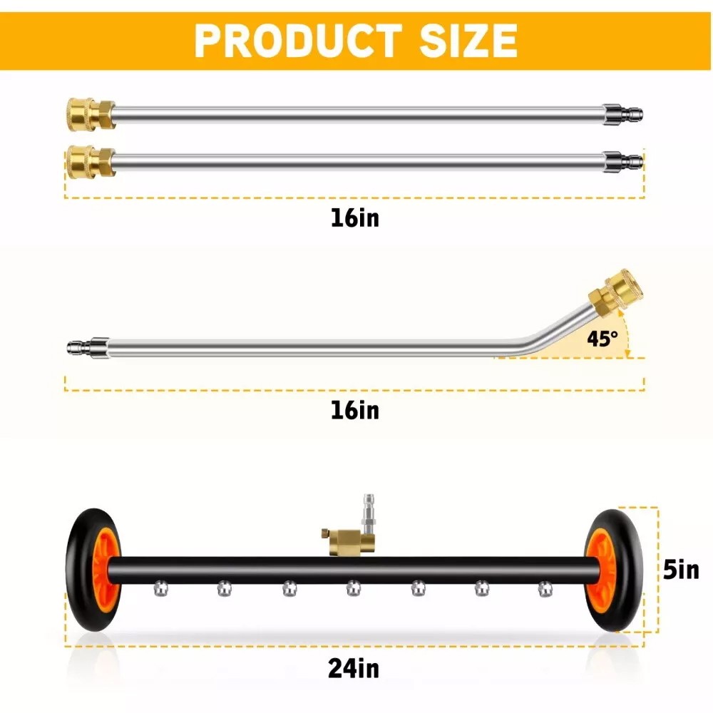 24″ Pressure Washer Water Broom Undercarriage Cleaner Driveway Surface Cleaner