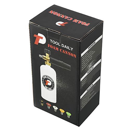 Foam Cannon with 1/4 Inch Quick Connector, 1 Liter, 5 Pressure Washer Nozzle Tip