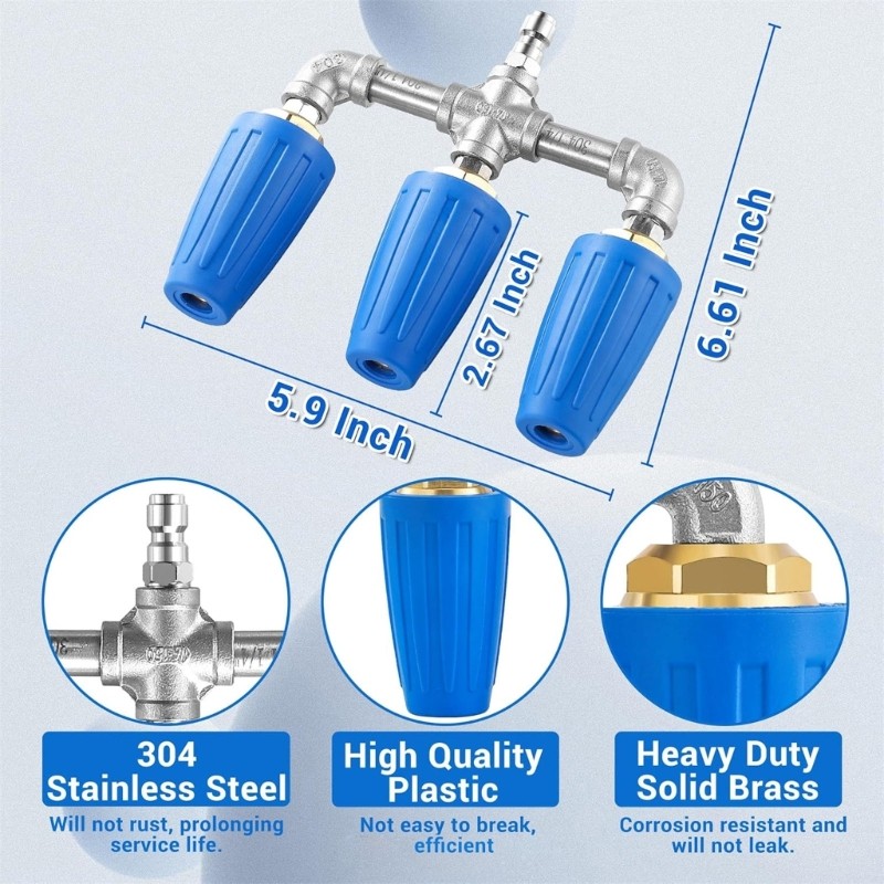 Durability Triple Turbos Nozzle 360Degree Rotation For Highly Pressure Washers