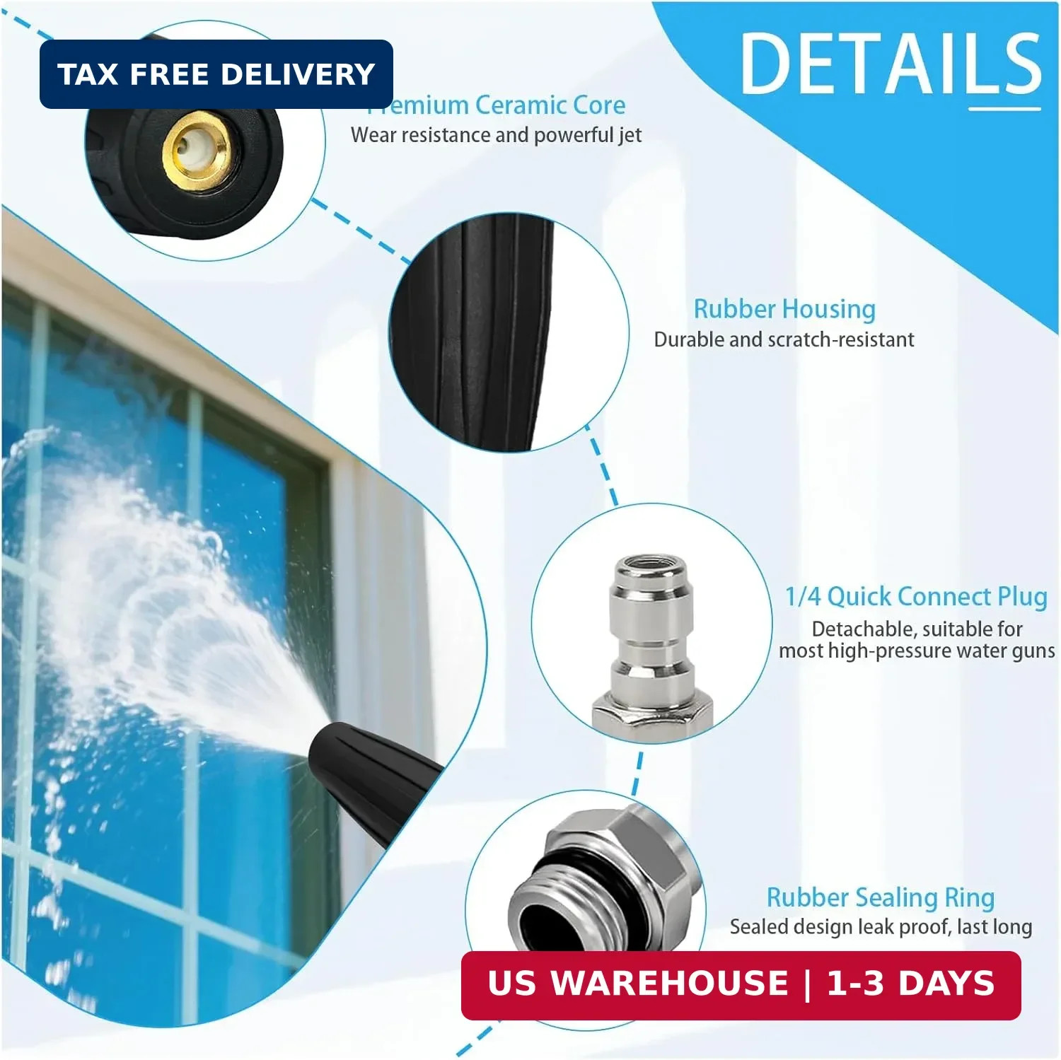 Turbo Nozzle Pressure Washer Tips, Max 4000 PSI, Upgrade 360° Rotating Turbo Spr