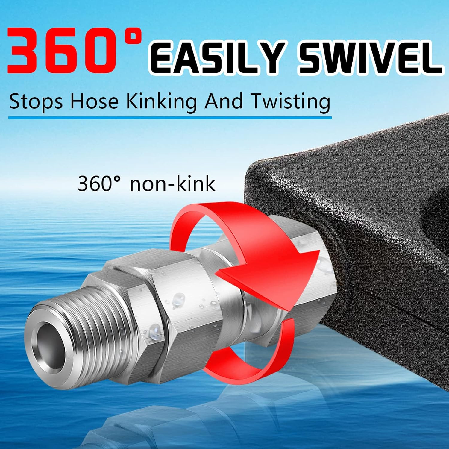3/8 NPT Pressure Washer Swivel Fitting, anti Twist 3/8 Male to Female Stainless