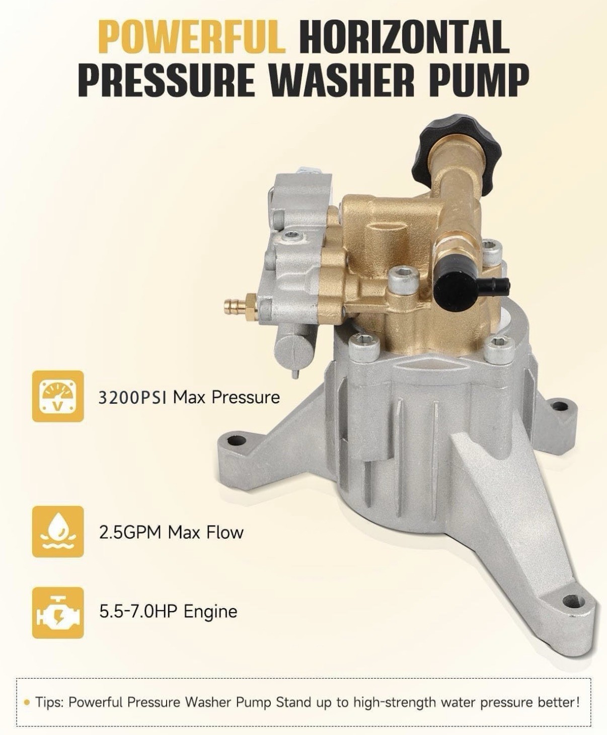 7/8″ Shaft Vertical Pressure Washer Pump 3200 PSI 2.5 GPM For Power Washers