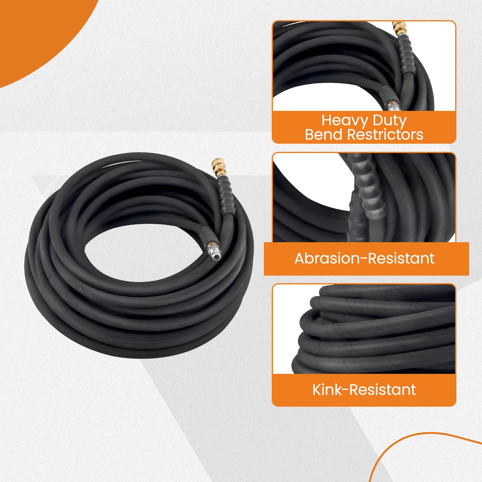 3/8″ x 6000psi 100ft HighTem Water Pressure Washer Hose Leak-Proof Quick Connect