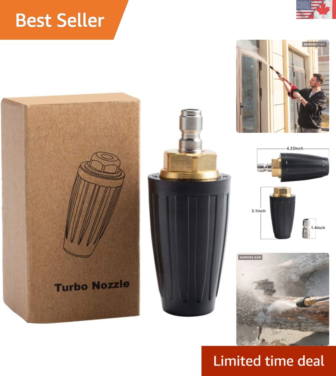 1/4” Quick Connect Turbo Nozzle – 4000 PSI Power for Heavy-Duty Cleaning Tasks