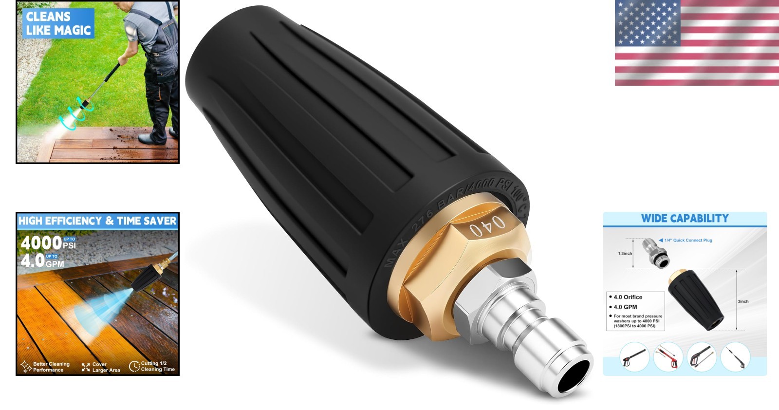 4000 PSI Turbo Nozzle for Pressure Washers – 4.0 GPM, Quick Connect
