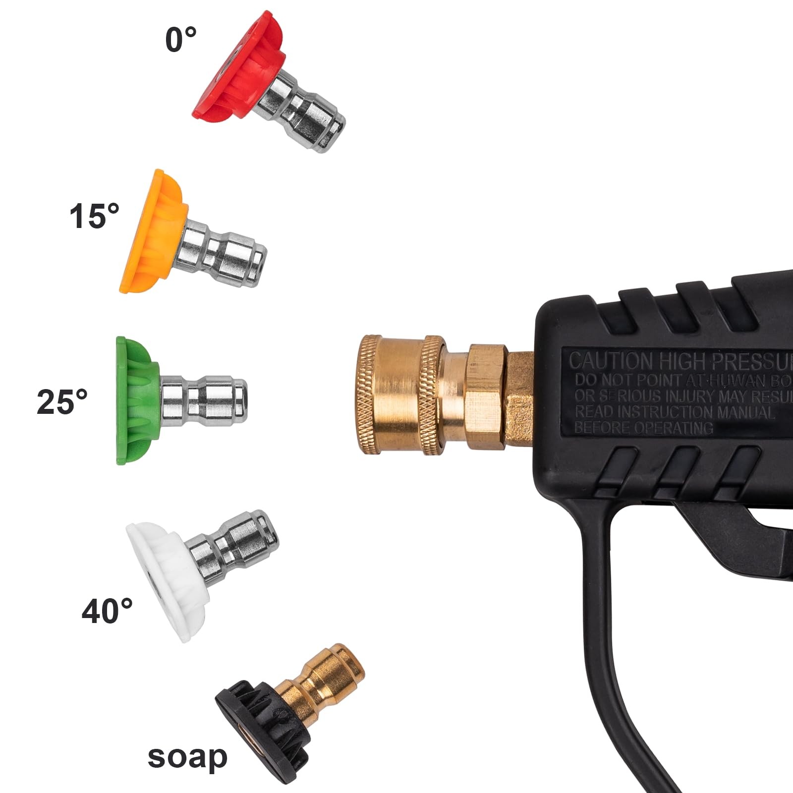 Pressure Washer Gun, Max 4000 PSI with 5 Colorful Nozzles, 1/4″ Quick Connect…