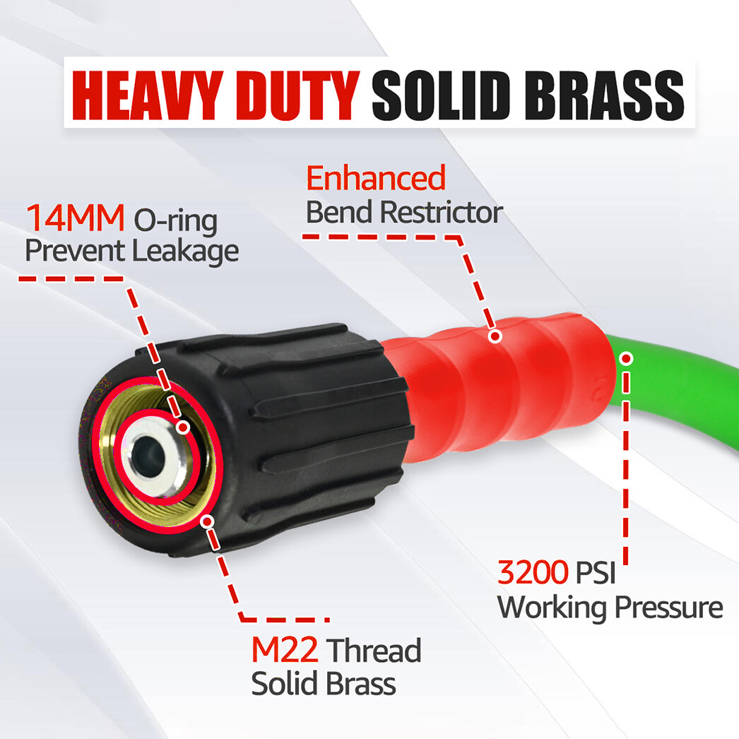 YAMATIC Flexible Pressure Washer Hose 1/4″ Kink Resistant Power Washer Hose M22