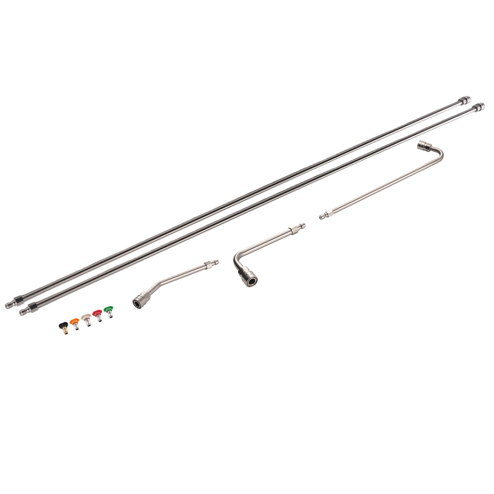60″ Stainless Steel Pressure Washer Extension Wand with 30° 90° 120° Curved Rod