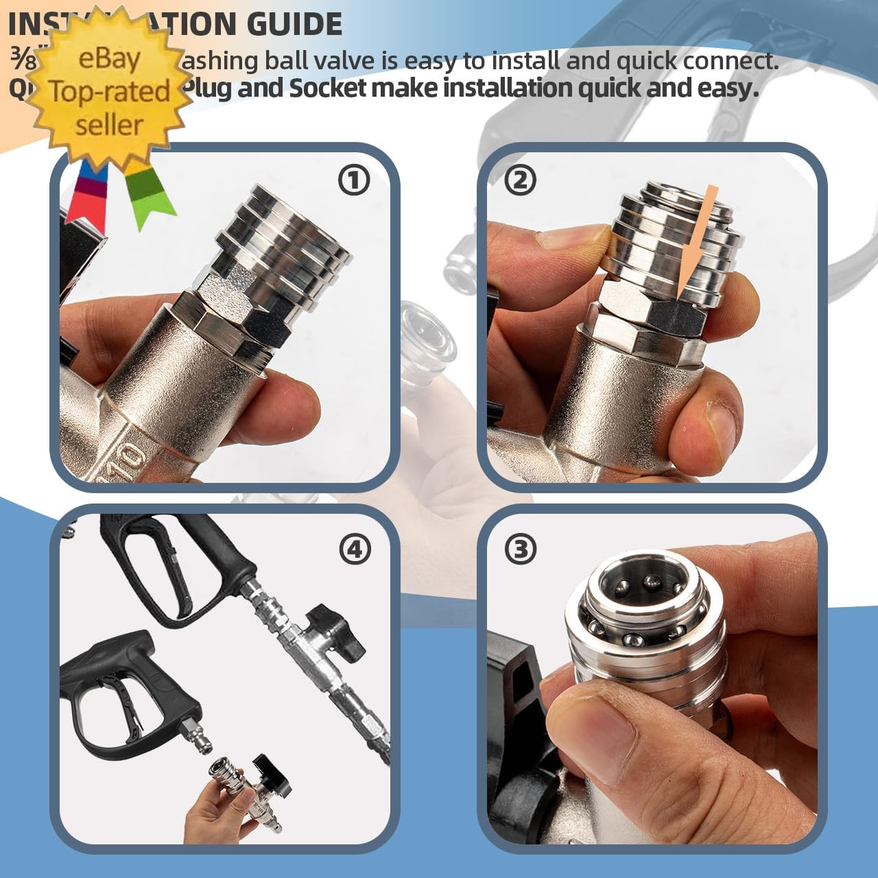 DN10 Ball Valve for Pressure Washer, 3/8″ Quick Connect Ball Valve for Pressure
