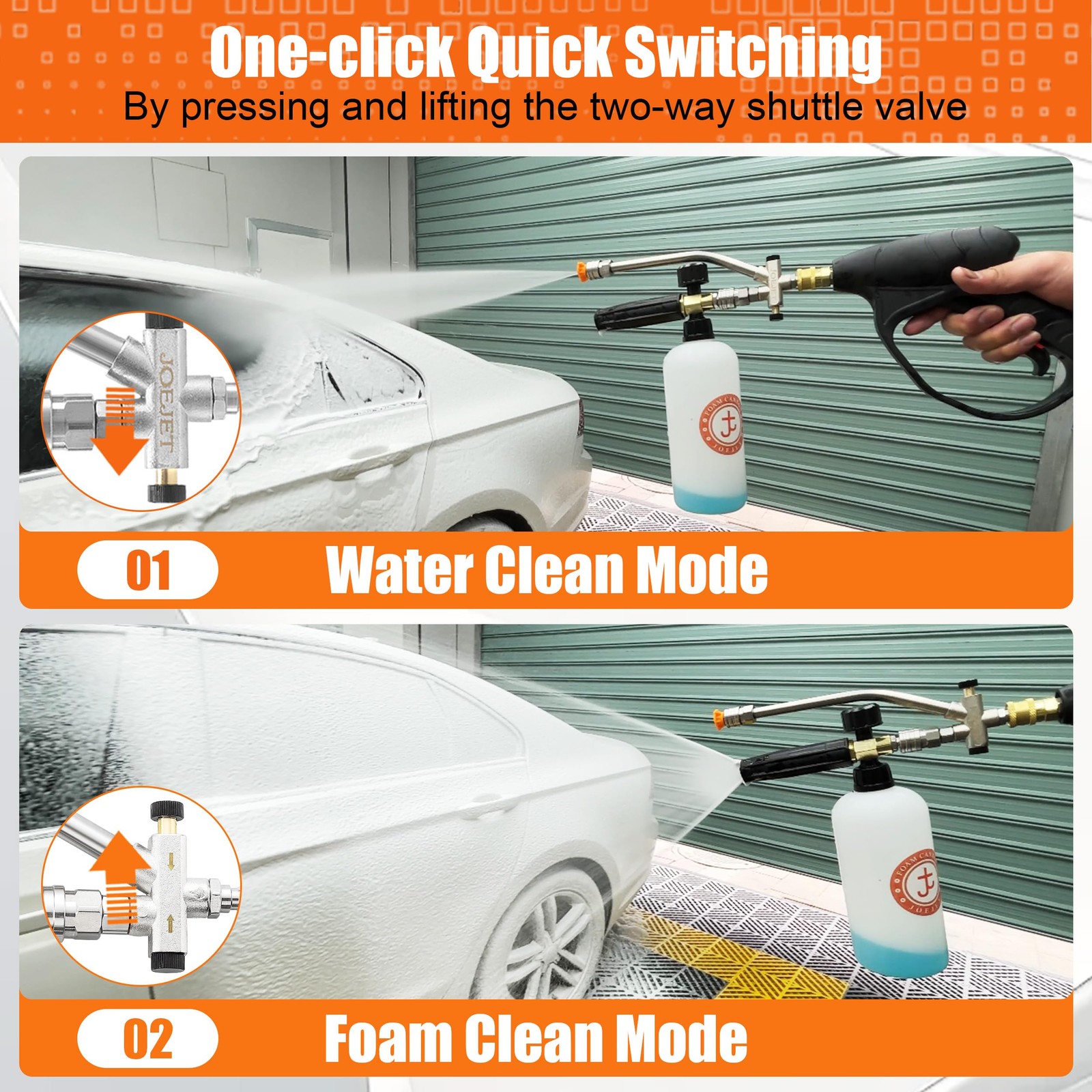 Short Pressure Washer Gun with Foam Cannon Dual Connector Accessory, Car Wash…