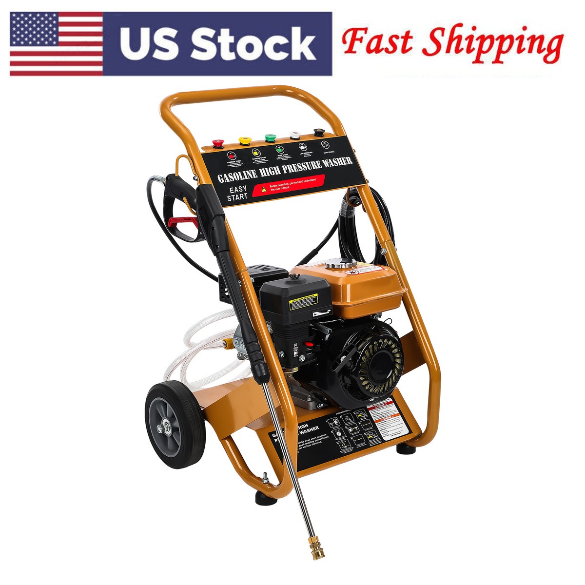 3950 PSI Gas Pressure Washer 2.6 GPM 212cc 4-Stroke 5 Nozzles For Commercial Use