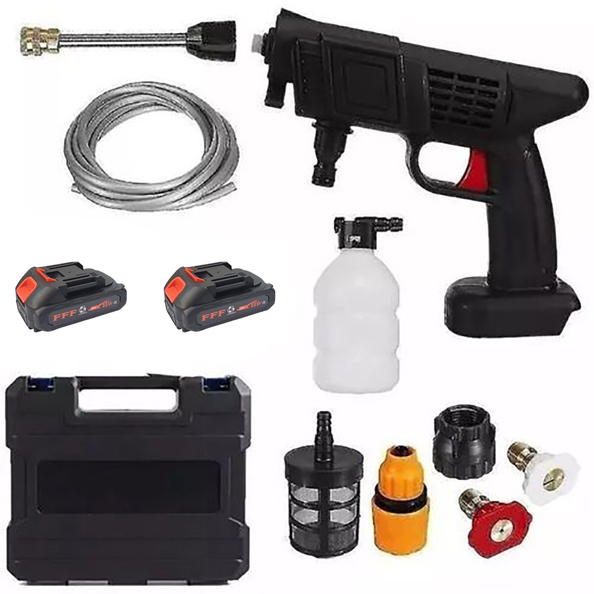 Portable High Pressure Battery Washer + Accessories 48V 2 Batteries