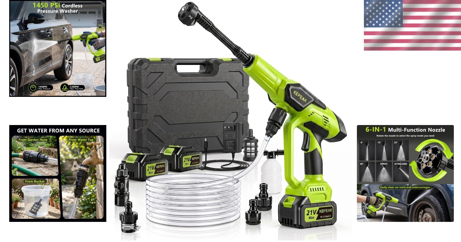 Compact Cordless Power Washer – 30 Min Battery Life, Easy to Store & Use