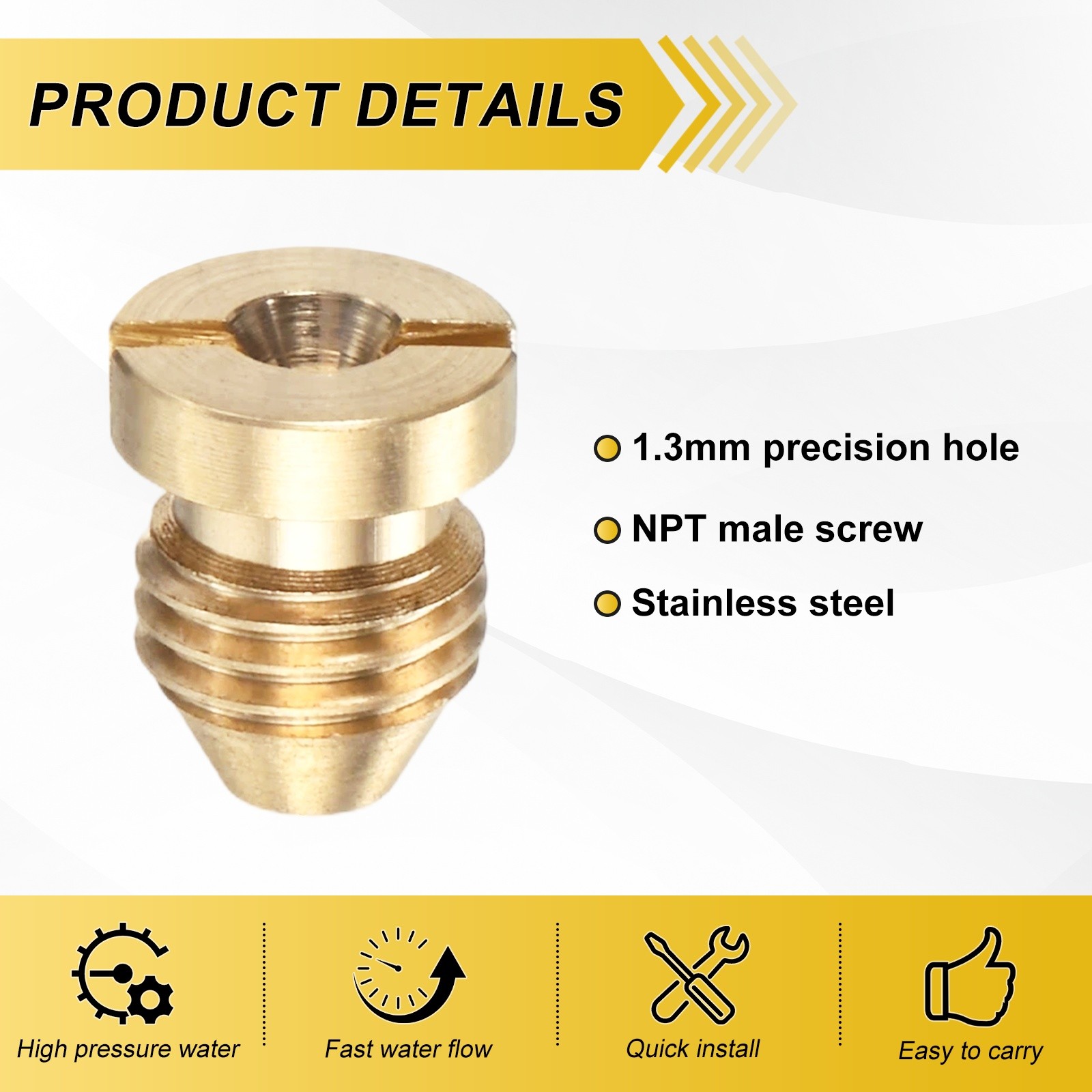 1-Set 1.3mm Copper Orifice Foam Cannon Nozzle and Three Layer Foam Maker Meshes