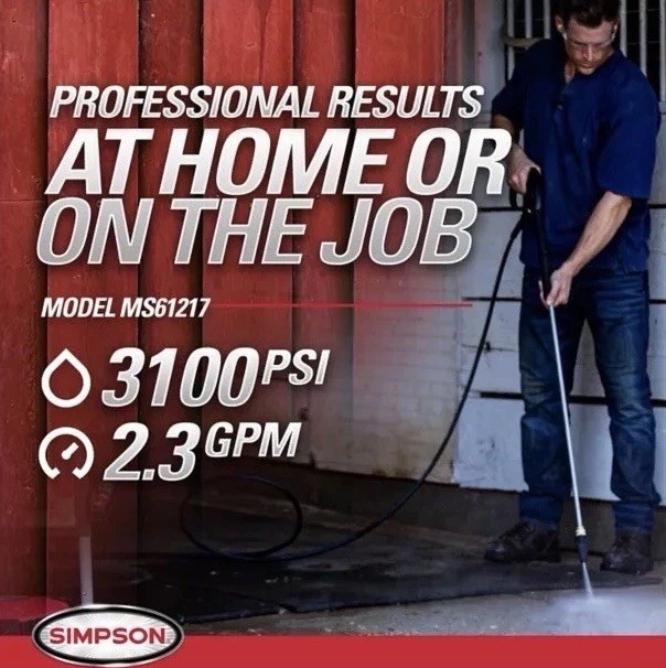 NEW SIMPSON 3,100 PSI 2.3 GPM MegaShot Residential Gas Pressure Washer MS61217