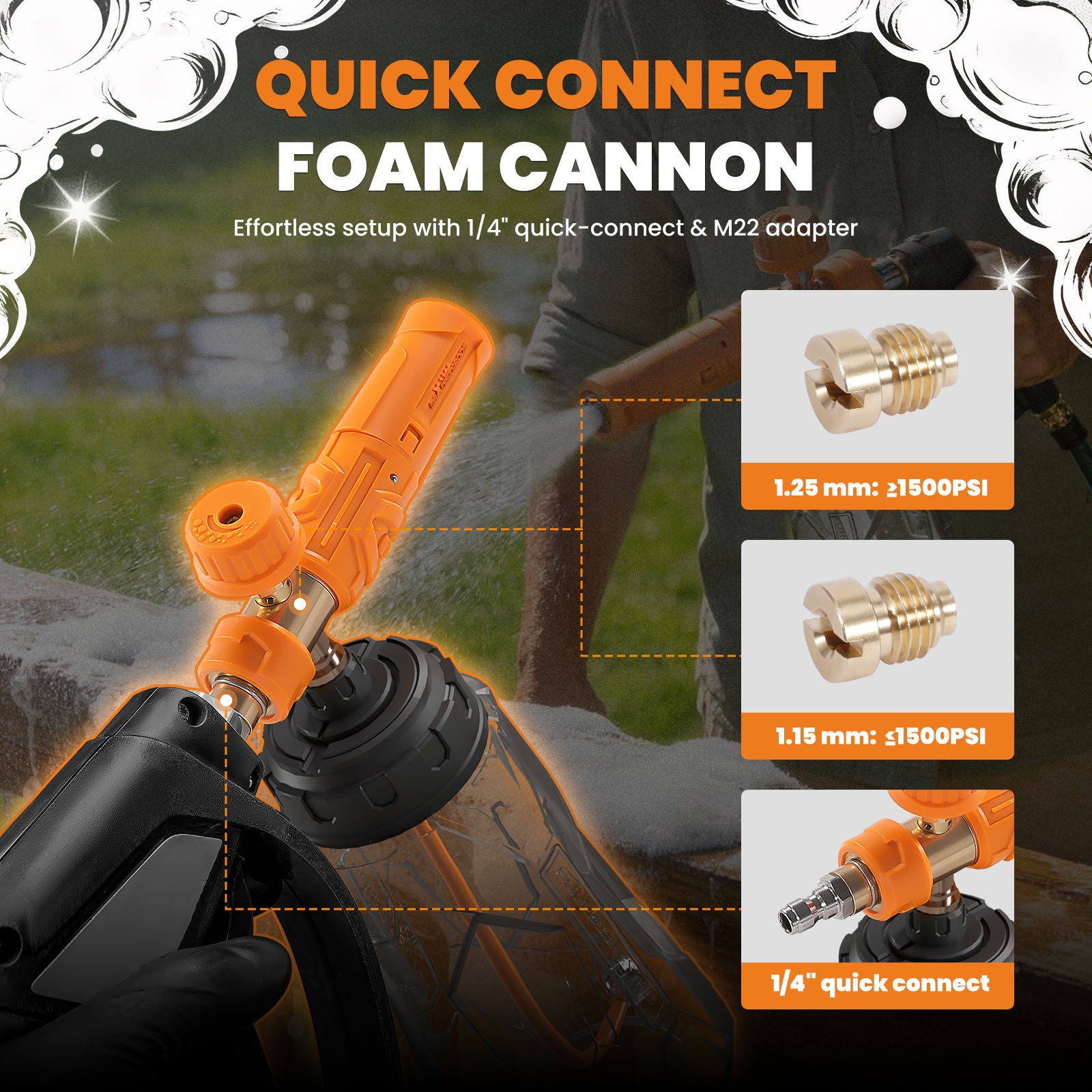1L Pressure Washer Foam Cannon Thick Snow Clear Foam Cannon Adjustable Nozzle