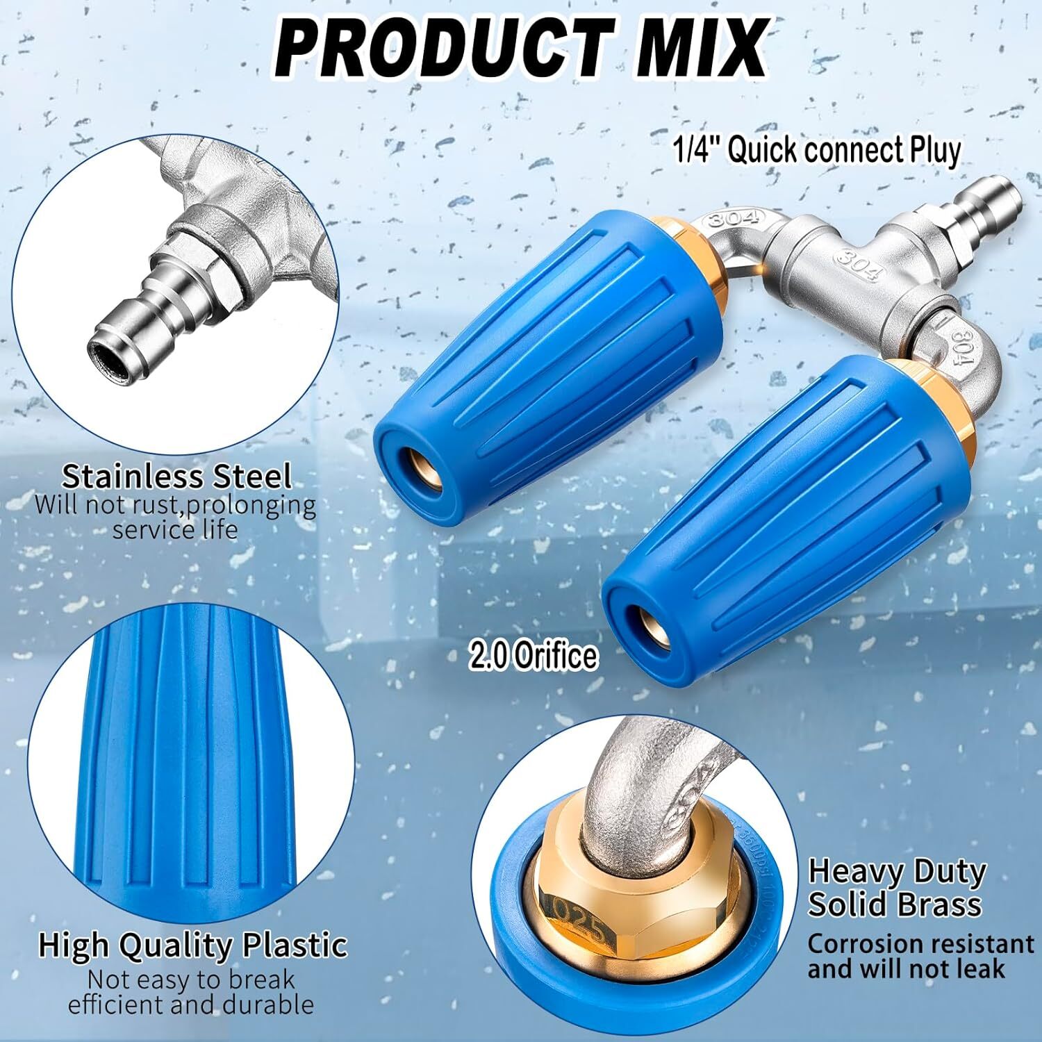 4000 PSI Dual Turbo Nozzle Pressure Washer 4-6 GPM 1/4″ Quick Connect Spray Tip
