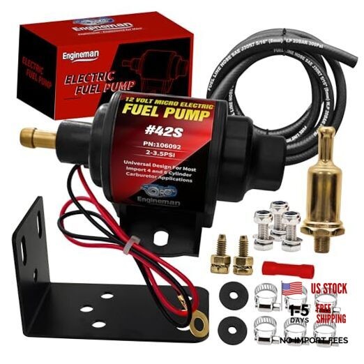 Gasoline Electric Fuel Pump 2-3.5PSI 28 GPH for Gasoline + 6.56FT Fuel Line