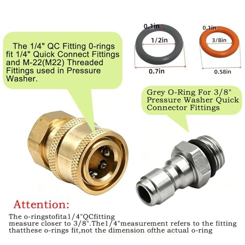 Pressure Washer O-Ring Kit 100PCS, 1/4” Red + 3/8” Gray Quick Connect Seals,