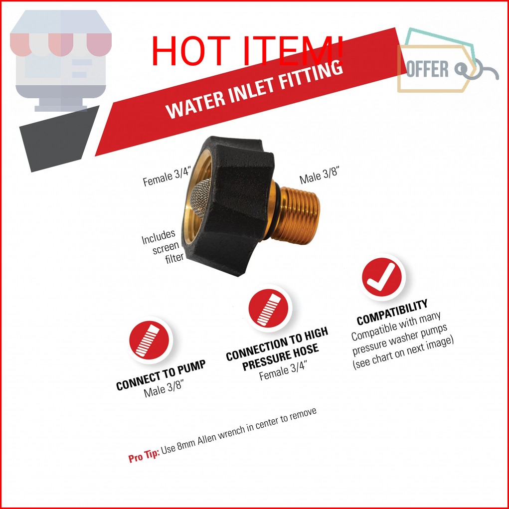 Simpson Cleaning 7112362 Water Inlet Fitting for Multiple Pressure Washer Pumps