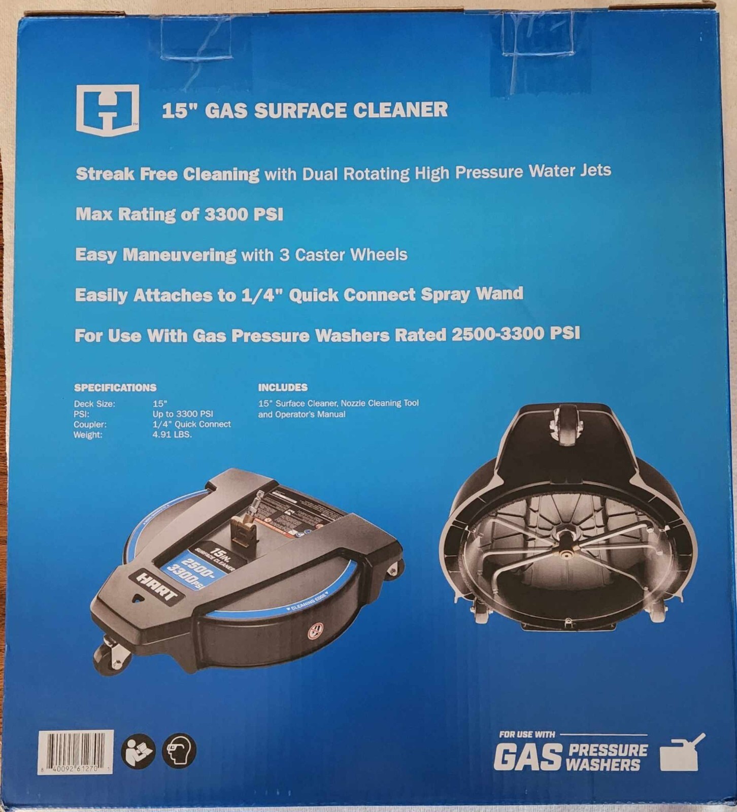 BRAND NEW Hart 15 Inch Gas Surface Cleaner 2500 – 3300 PSI Pressure Washers