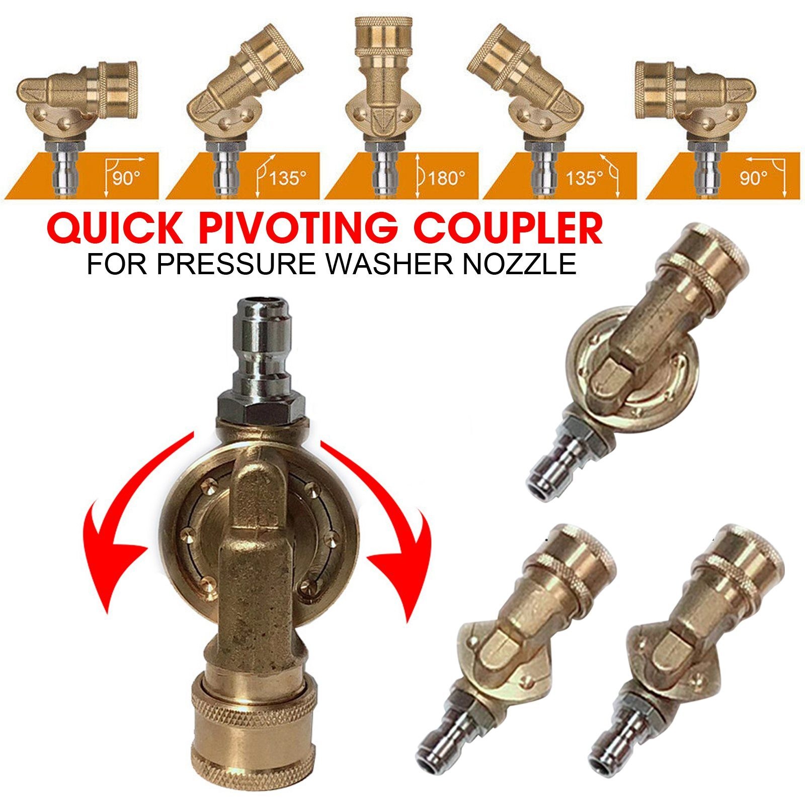 1/4″ Quick Pivoting Coupler for Pressure Washer Nozzle,Gutter Cleaner Attachmet