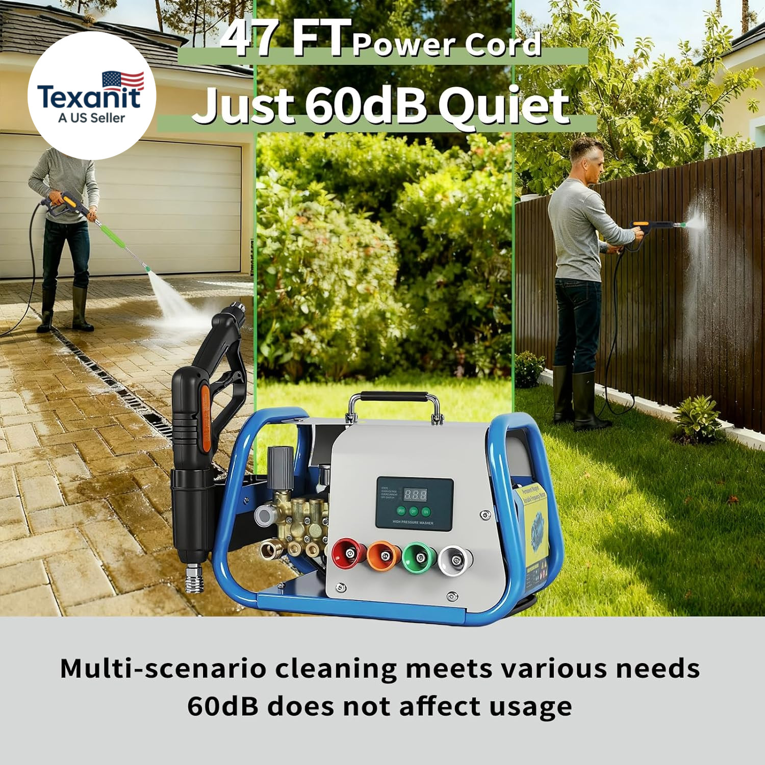 Pressure Washer, Max 150 Bar, 12L/Min, Power Washer for Cars, Driveways, Patios,