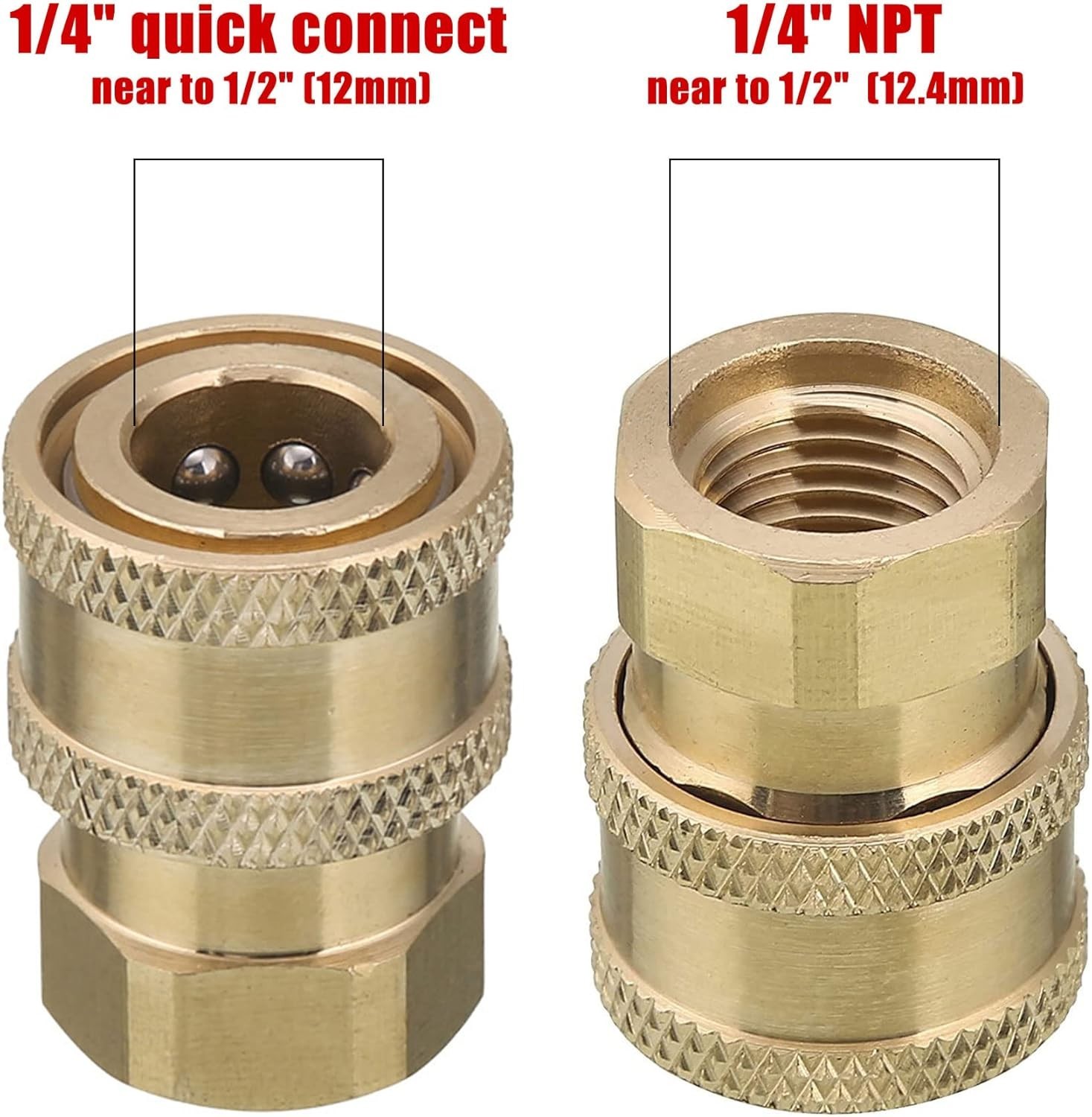 Pressure Washer Coupler, 1/4″ Quick Connect to 1/4″ NPT Female | Brass Fittin…
