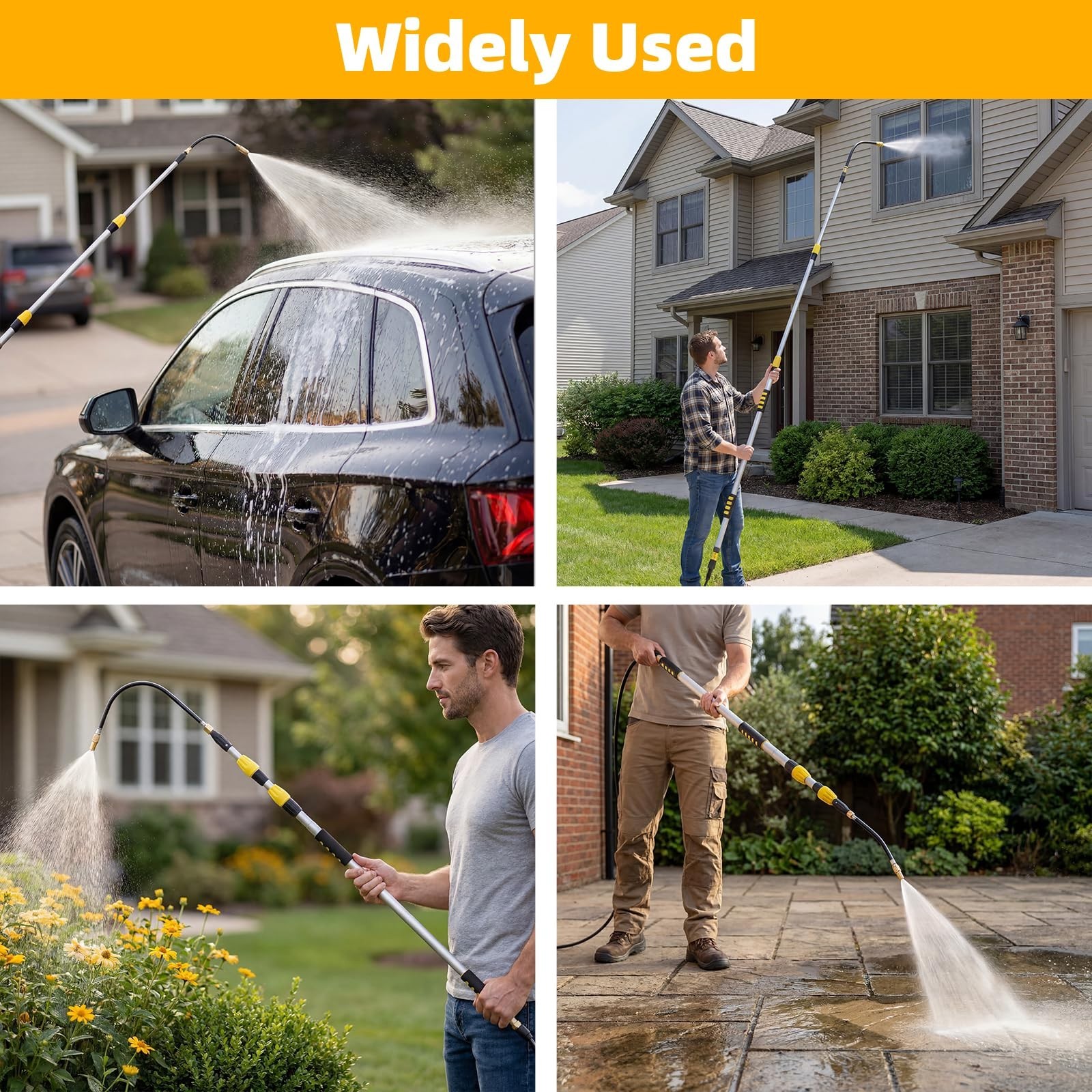 20FT Gutter Cleaning Tool with 360° Rotating Wand & Brass Shut-Off Valve – Safe