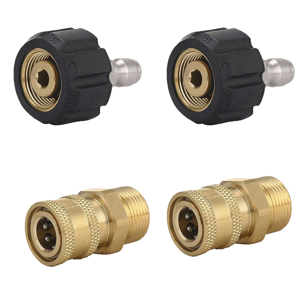 2Pairs Pressure Washer Hose Connector Adapter Quick M22 to 1/4″ Gun to Wand