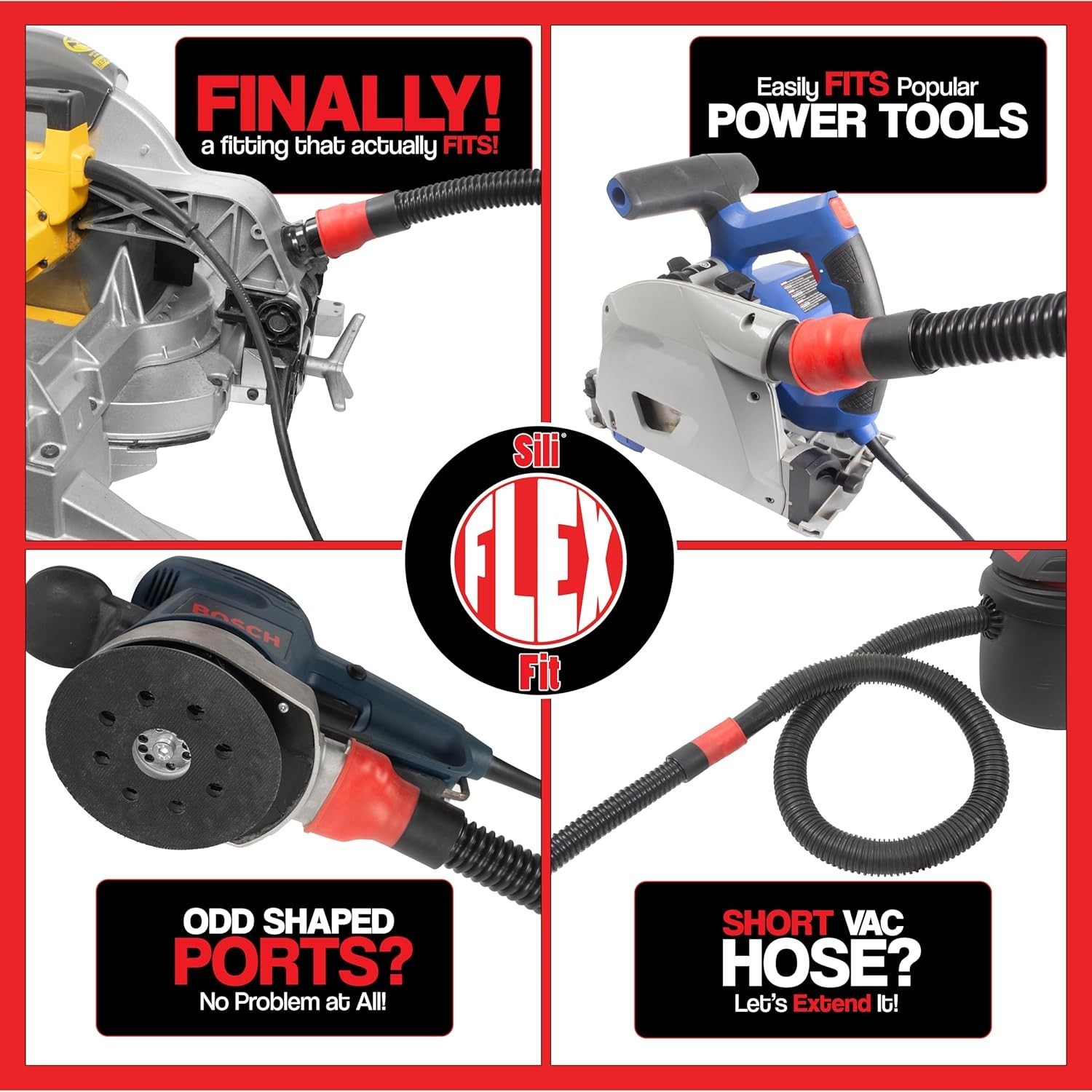 10-Foot Heavy-Duty Dust Collection Hose with Easy-Connect Sili Fit Fittings