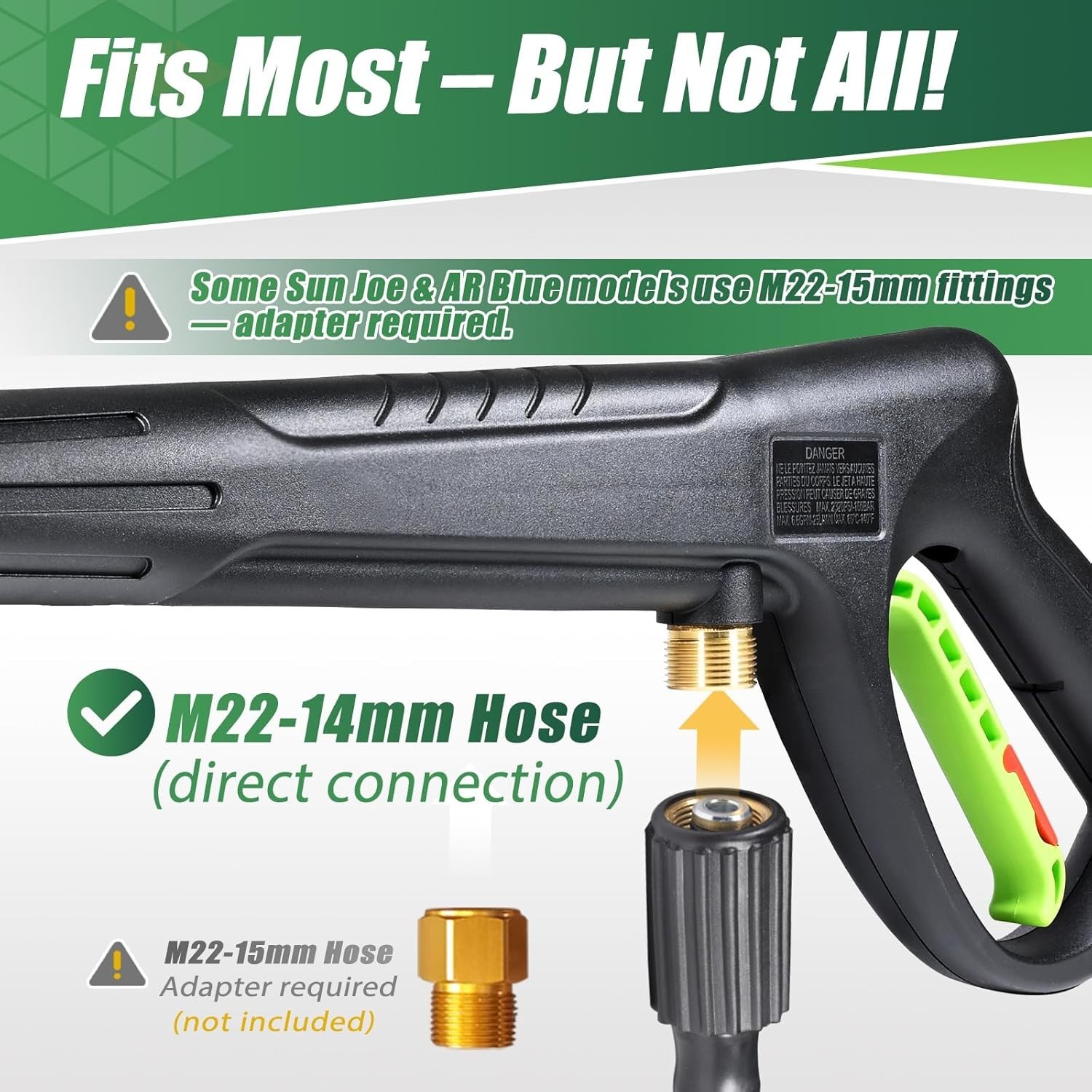 COYARDOR Pressure Washer Gun Wand & 3-in-1 Adjustable Nozzle, 2320 PSI, Green
